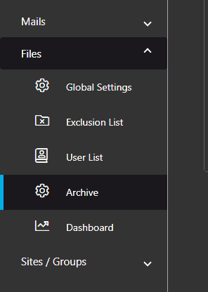 Files Archive menu
