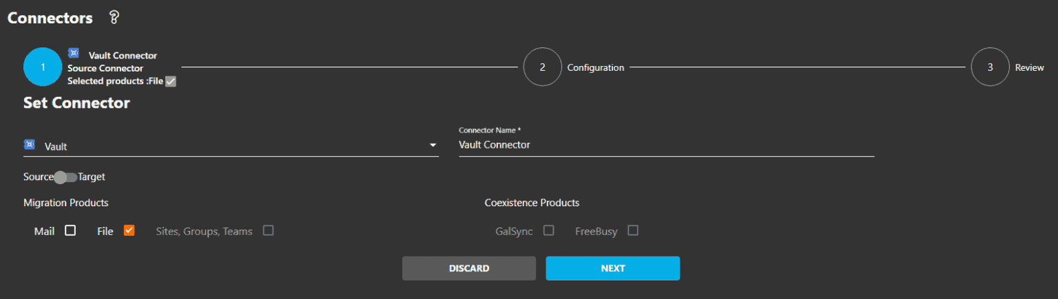 New Vault Connector - File product
