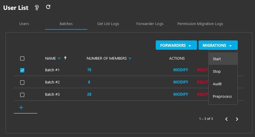 Start batch migration