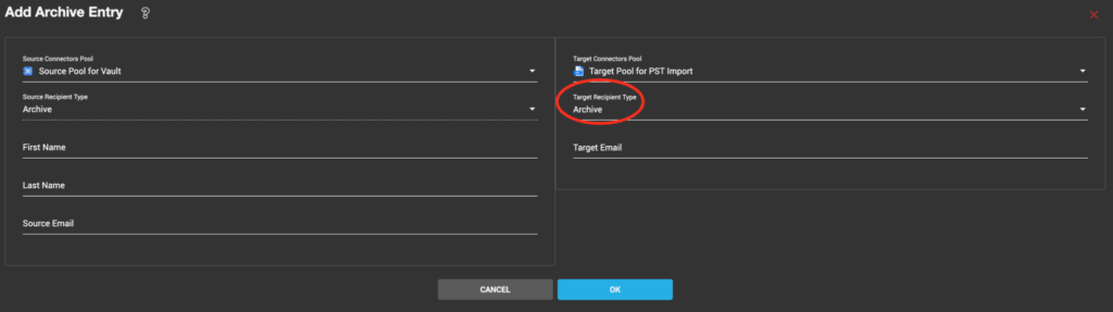 Target recipient type selection