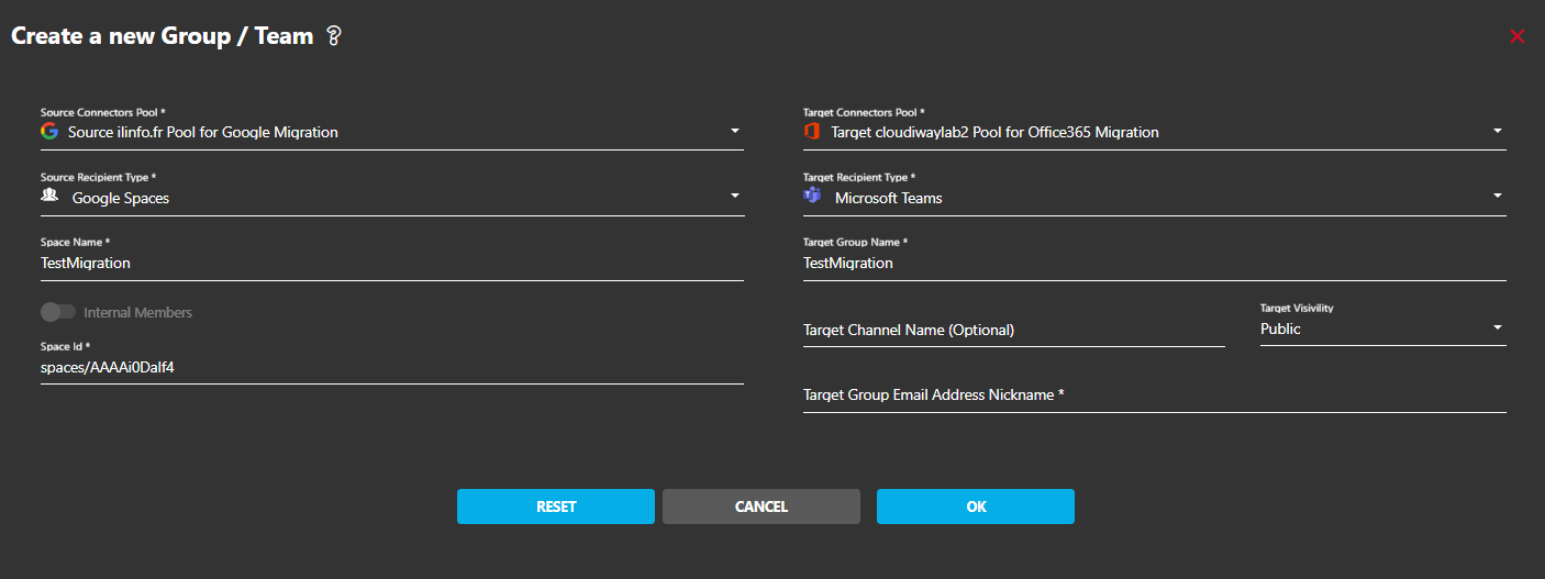 Create Google Space Entry