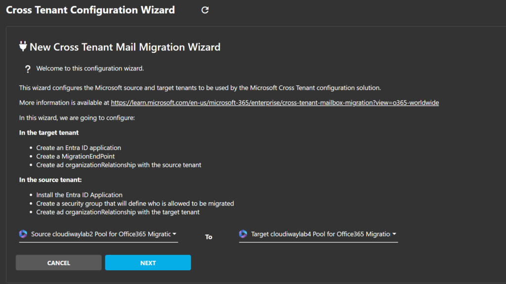 Cross-Tenant Mailbox Migration Wizard introduction