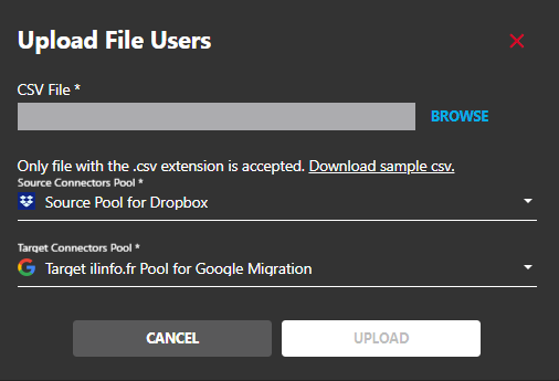 Import CSV Dialog