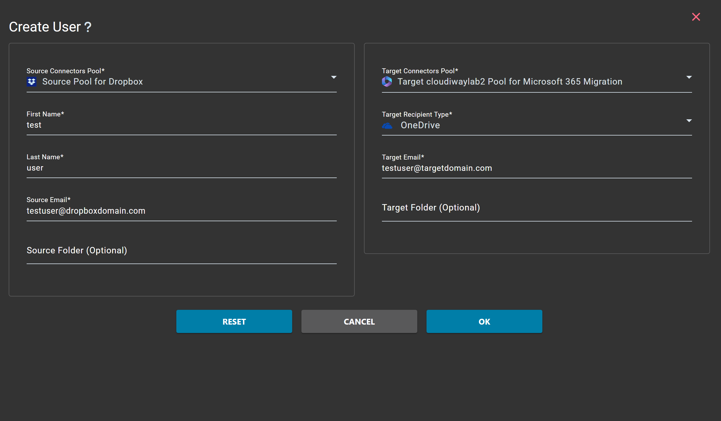 Create User Dialog