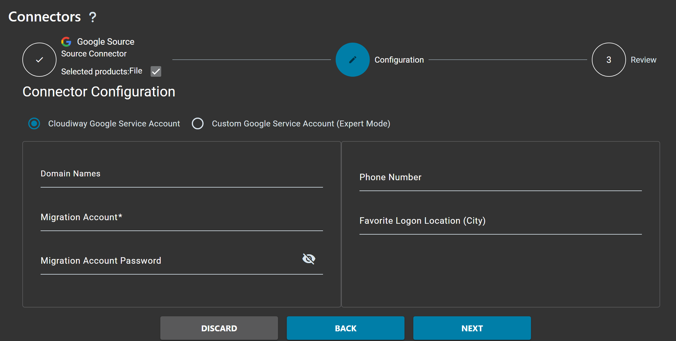 Google Source Connector Configuration