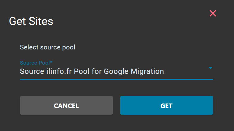 Get Sites dialog