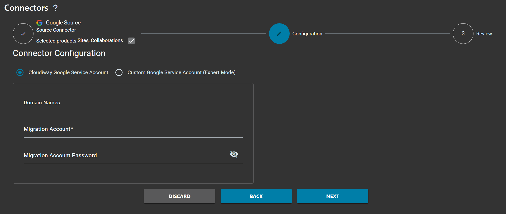 Google Source Connector Configuration