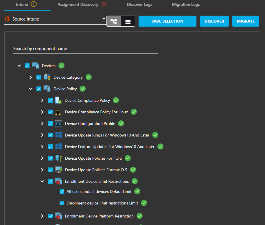 Intune discovery results