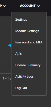 Credential APIs menu
