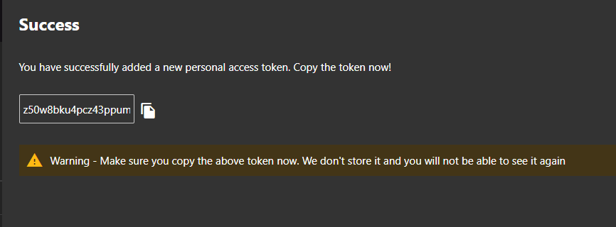 Personal Access Token value