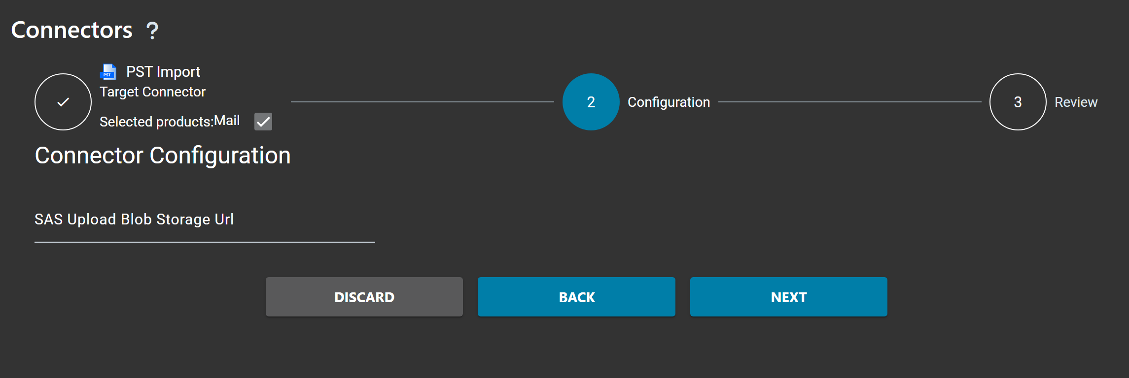 PST Import Target Connector Configuration