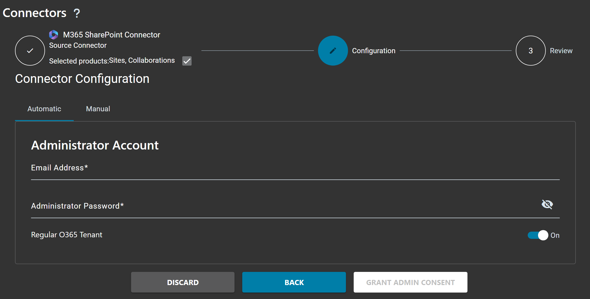 Microsoft 365 Source Site Connector configuration