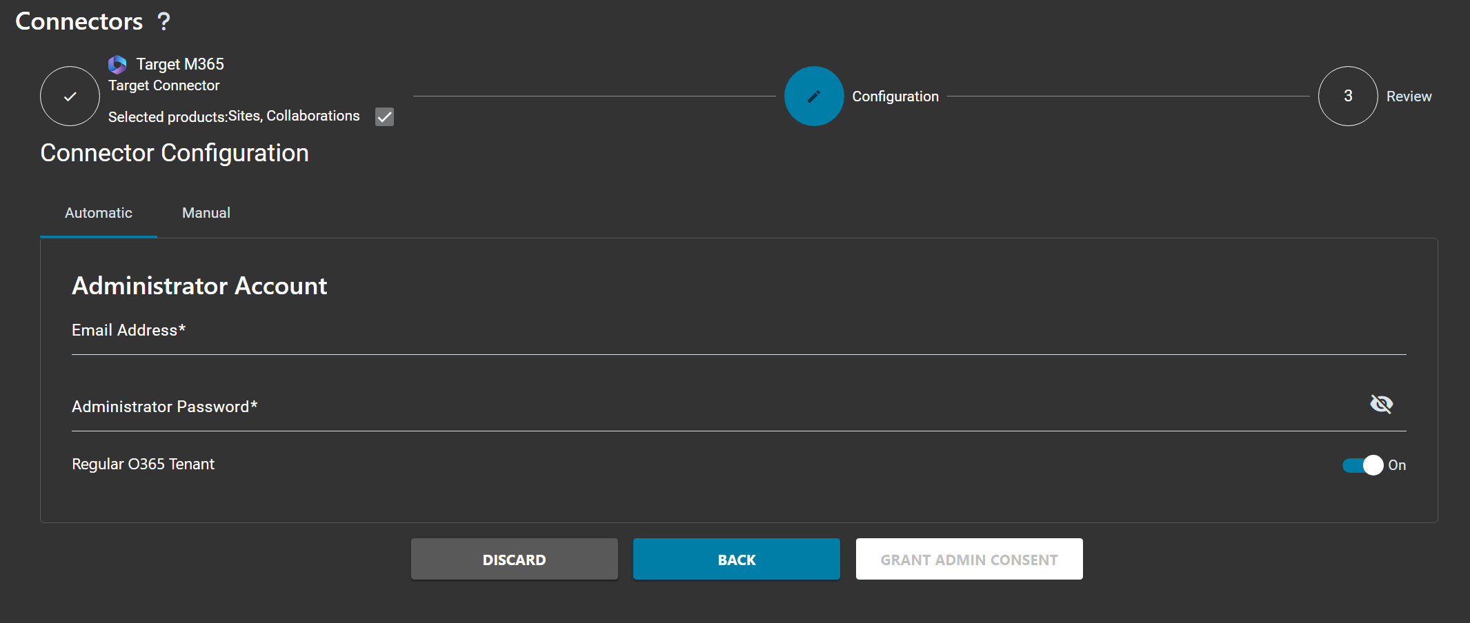 Microsoft 365 Target Connector configuration
