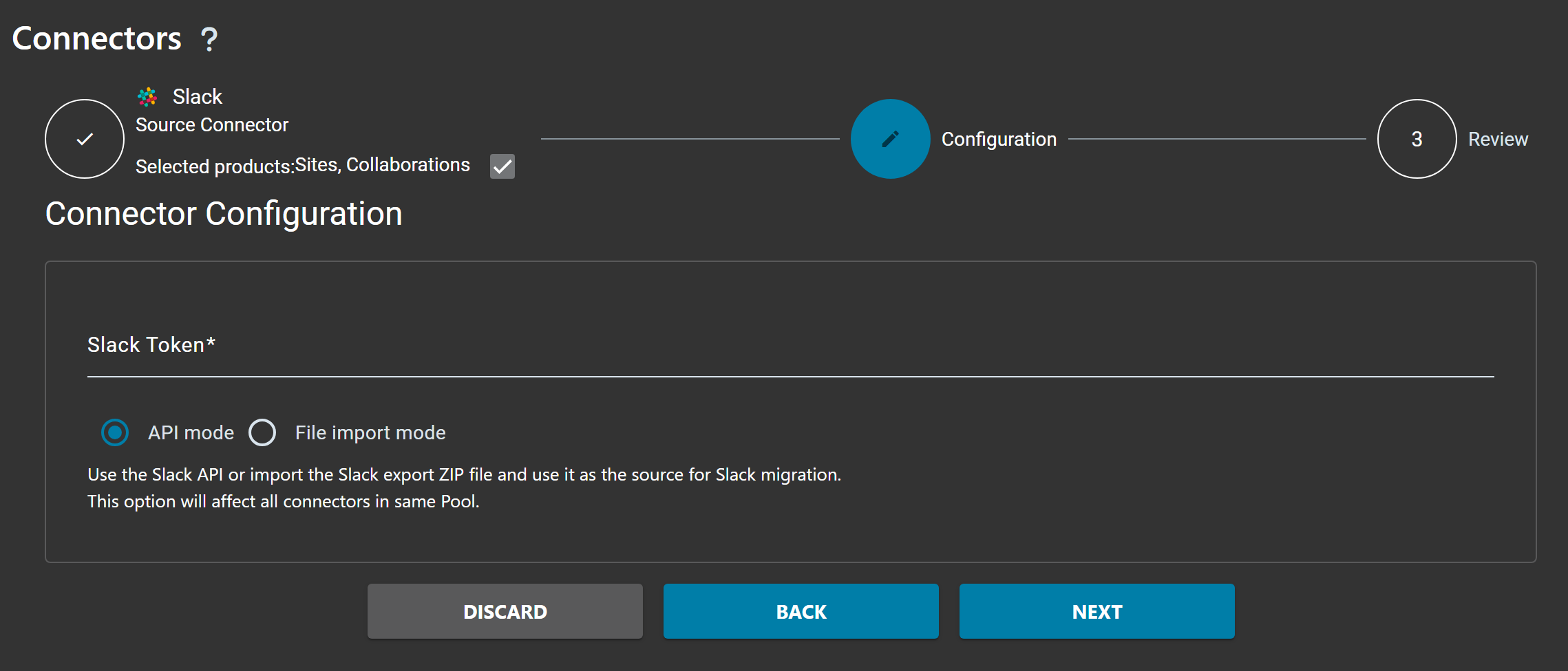 Slack Source Connector configuration