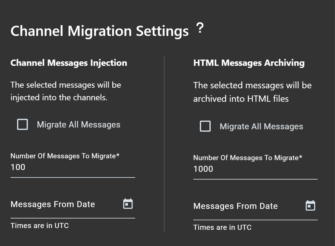 Teams Channel Migration Settings
