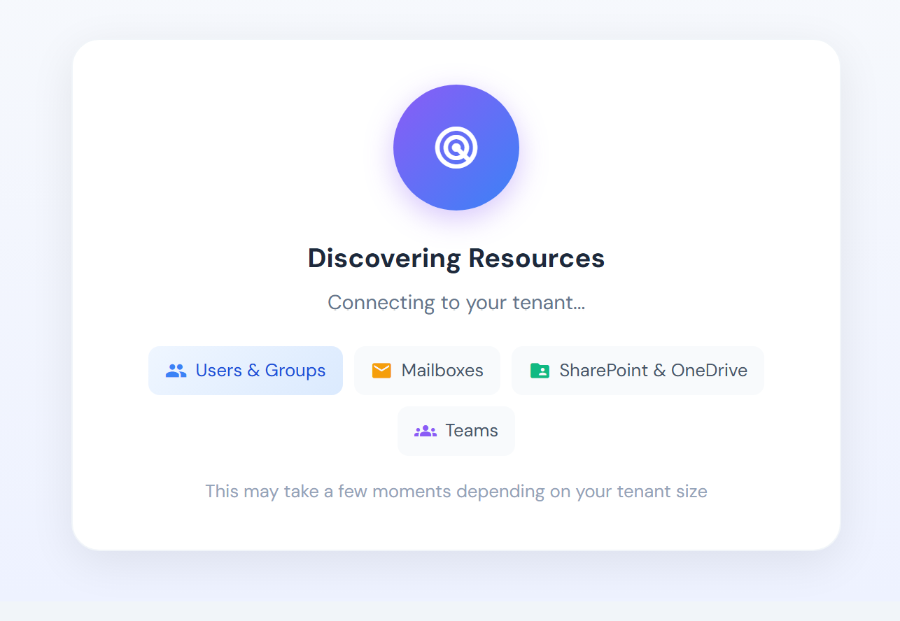 Automatic discovery scanning your tenant resources