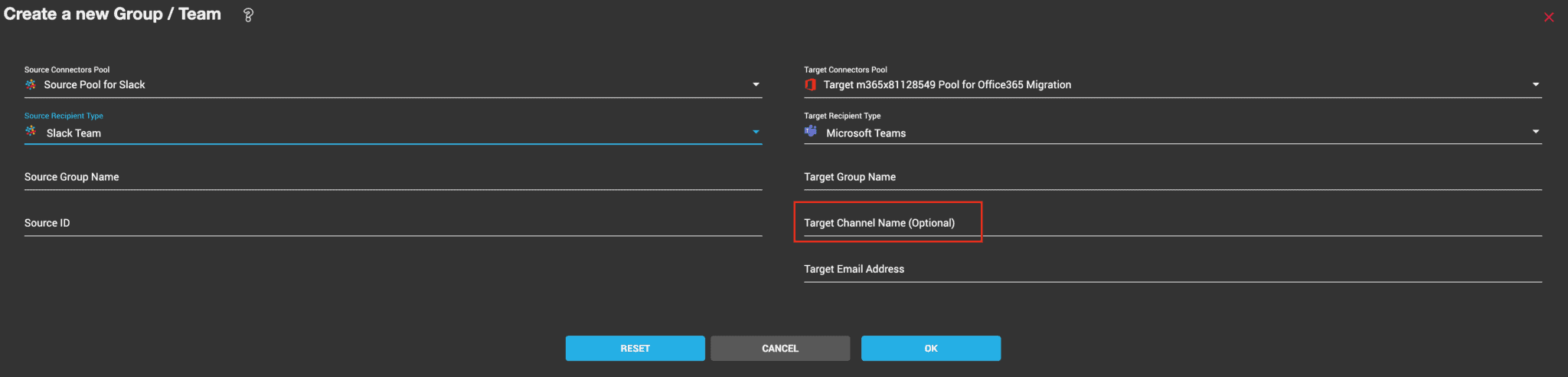 Configure Target Teams Channel