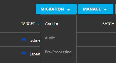 Cloudiway User List menu