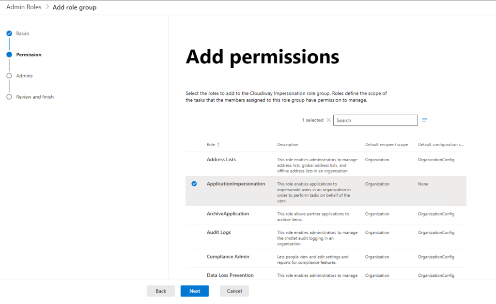 Exchange admin add group permissions