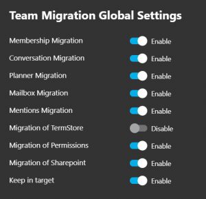 MS Teams Migration Global Settings